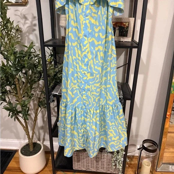 Derek Lam Blue and Yellow Maxi Dress - Picture 4 of 10